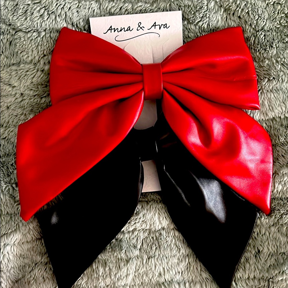 Anna & Ava Vibrant Red and Black Bow